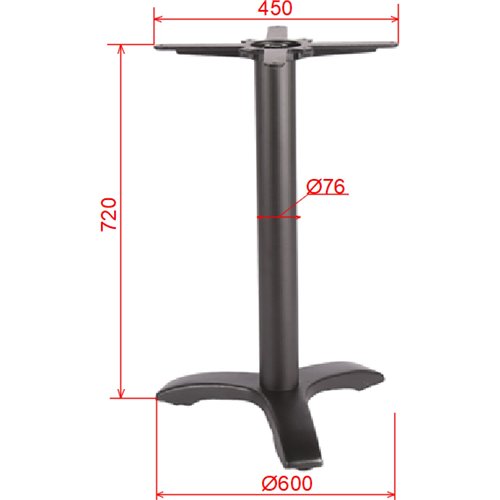 Black Cast Iron Table Base Tri-Leg 600x720mm | Stalwart DA-A050