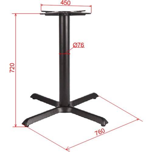Black Cast Iron Table Base Cross-Base 760x720mm | Stalwart DA-A053B