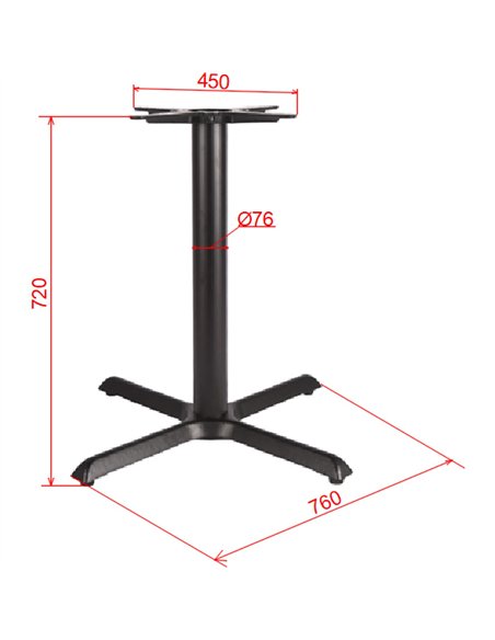 Black Cast Iron Table Base Cross-Base 760x720mm | Stalwart DA-A053B