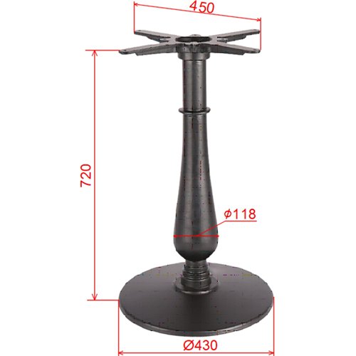 Black Cast Iron Table Base Round Ø430x720mm | Stalwart DA-A068A