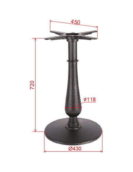 Black Cast Iron Table Base Round Ø430x720mm | Stalwart DA-A068A