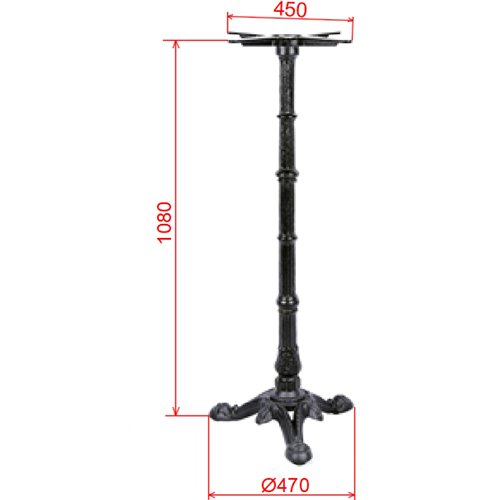 Black Cast Iron Table Base Tri-Leg 470x1080mm | Stalwart DA-A091