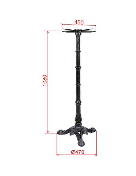 Black Cast Iron Table Base Tri-Leg 470x1080mm | Stalwart DA-A091