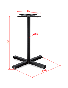 Black Cast Iron Table Base Cross-Base 610x720mm | Stalwart DA-A120A 2