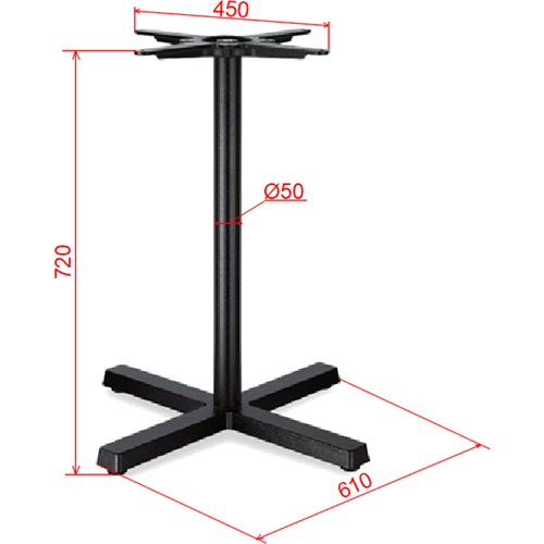 Black Cast Iron Table Base Cross-Base 610x720mm | Stalwart DA-A120A