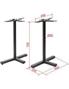 Black Cast Iron Twin Cross-Base Table Stands 2 x 600x270x720mm | Stalwart DA-A120C