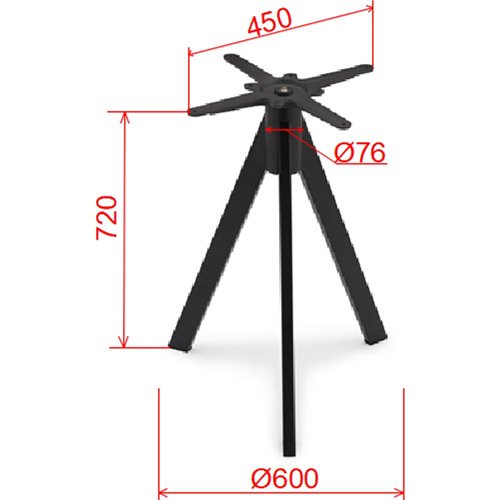 Black Cast Iron Table Base Tripod 600x720mm | Stalwart DA-A133