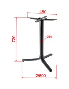 Black Cast Iron Table Base Tri-Leg 600x720mm | Stalwart DA-A138 2