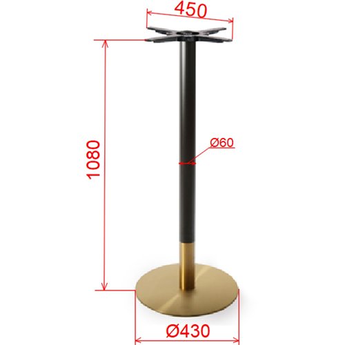 Black-Gold Cast Iron Table Base Round Ø430x1080mm | Stalwart DA-E012H