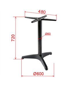 Black Cast Iron Table Base Tri-Leg 600x720mm | Stalwart DA-F005 2