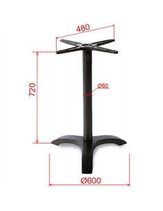 Black Cast Iron Table Base Tri-Leg 600x720mm | Stalwart DA-F008