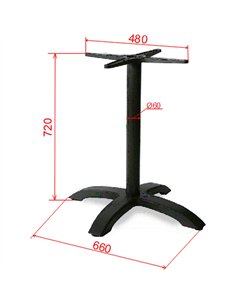 Black Cast Iron Table Base Cross-Base 660x720mm | Stalwart DA-F009 2