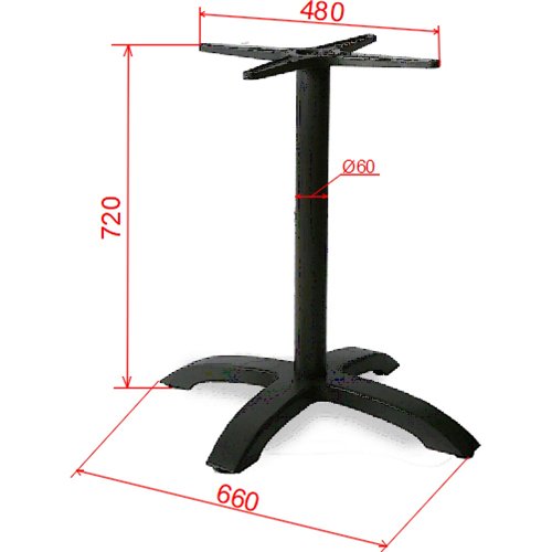 Black Cast Iron Table Base Cross-Base 660x720mm | Stalwart DA-F009
