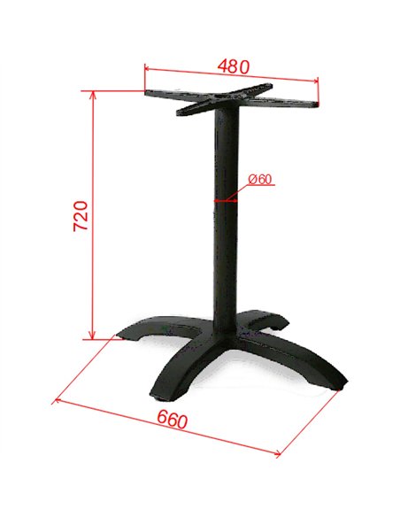 Black Cast Iron Table Base Cross-Base 660x720mm | Stalwart DA-F009