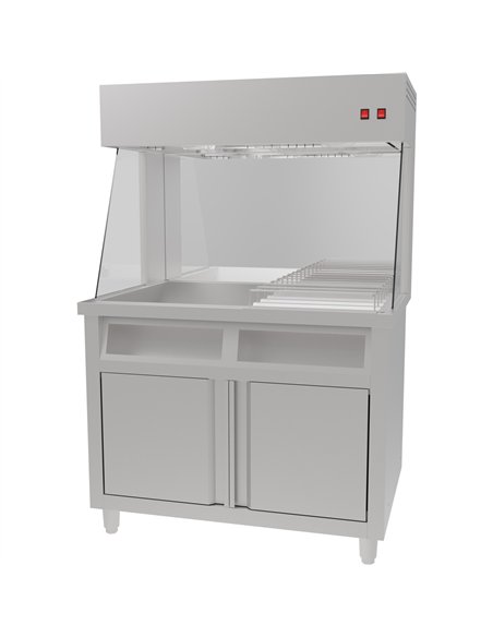 Commercial Electric Chip Scuttle &amp Warming Station with Cupboard 1000x700x1500mm | Stalwart DA-FW1000