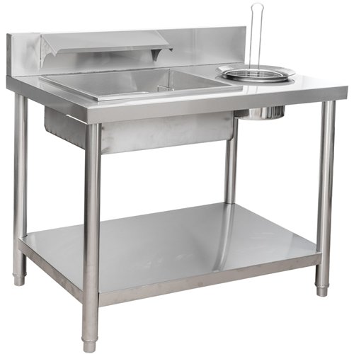 Professional Stainless Steel Breading Table with Round &amp Square Basins and Upstand 1000x640x945mm | Stalwart DA-GF1000
