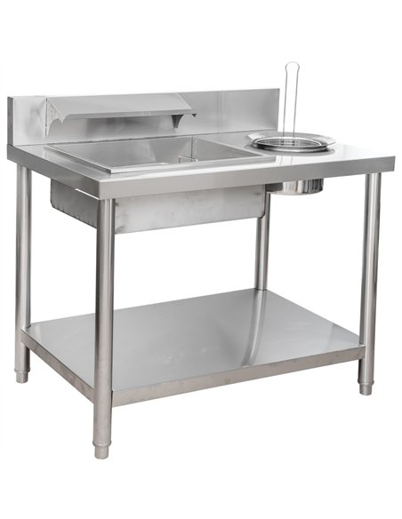 Professional Stainless Steel Breading Table with Round &amp Square Basins and Upstand 1000x640x945mm | Stalwart DA-GF1000