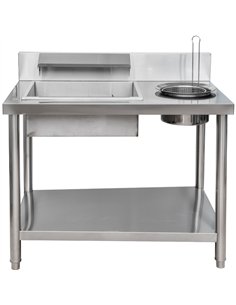 Professional Stainless Steel Breading Table with Round &amp Square Basins and Upstand 1000x640x945mm | Stalwart DA-GF1000 2