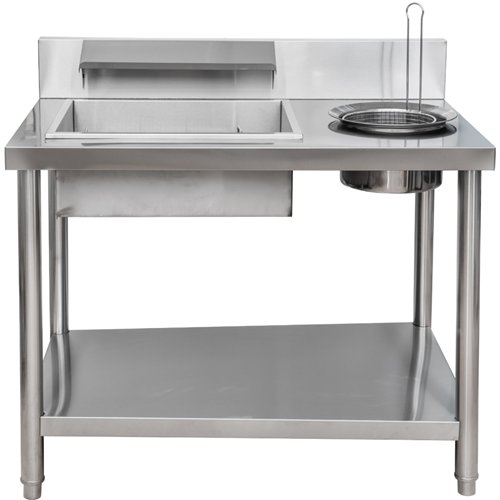 Professional Stainless Steel Breading Table with Round &amp Square Basins and Upstand 1000x640x945mm | Stalwart DA-GF1000