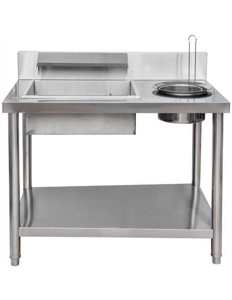 Professional Stainless Steel Breading Table with Round &amp Square Basins and Upstand 1000x640x945mm | Stalwart DA-GF1000