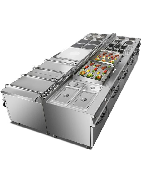 Commercial Electric Cooker 4 Burners with Electric Oven 8kW+4.8kW 700mm Depth | Stalwart DA-HRQ712A