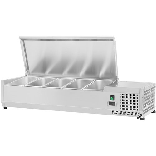 Refrigerated Servery Prep Top 1200mm 5xGN1/4 Depth 330mm Stainless steel lid | Stalwart DA-EA12