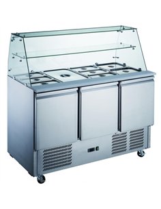 Commercial Saladette Fridge Glass top 3 doors | Stalwart DA-S93SQ