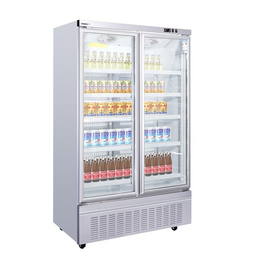 Commercial Upright Display Refrigerator 1035 Litres 2 Glass Doors 5 Shelves Ventilated Cooling 1250x740x2100mm | Stalwart DA-KOB