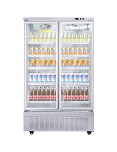 Commercial Upright Display Refrigerator 1035 Litres 2 Glass Doors 5 Shelves Ventilated Cooling 1250x740x2100mm | Stalwart DA-KOB 2