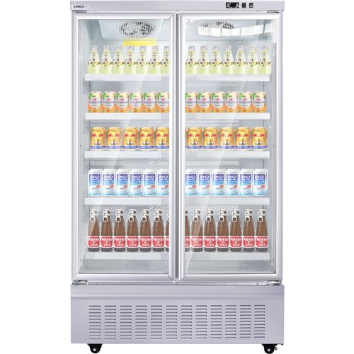 Commercial Upright Display Refrigerator 1035 Litres 2 Glass Doors 5 Shelves Ventilated Cooling 1250x740x2100mm | Stalwart DA-KOB