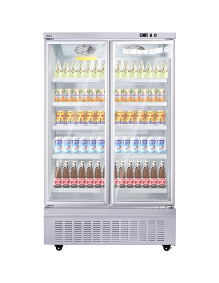 Commercial Upright Display Refrigerator 1035 Litres 2 Glass Doors 5 Shelves Ventilated Cooling 1250x740x2100mm | Stalwart DA-KOB