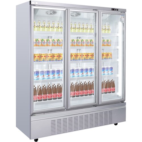 Commercial Upright Display Refrigerator 1575 Litres 3 Glass Doors 5 Shelves Ventilated Cooling 1875x740x2100mm | Stalwart DA-KOB