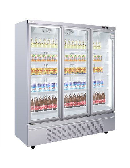 Commercial Upright Display Refrigerator 1575 Litres 3 Glass Doors 5 Shelves Ventilated Cooling 1875x740x2100mm | Stalwart DA-KOB