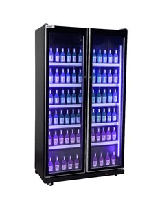 Commercial Upright Display Refrigerator 680 Litres 2 Glass Doors 5 Shelves Ventilated Cooling 1100x600x1985mm | Stalwart DA-KOBE