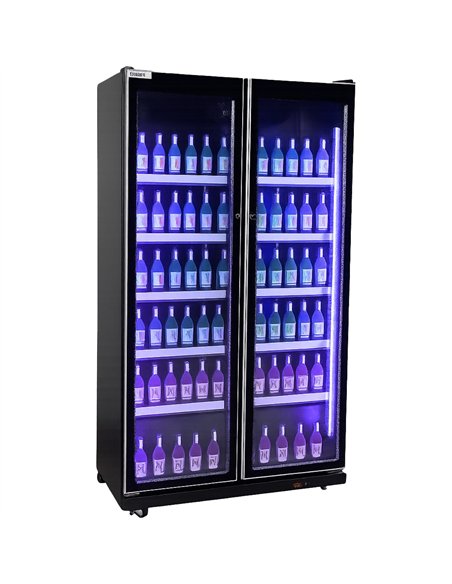 Commercial Upright Display Refrigerator 680 Litres 2 Glass Doors 5 Shelves Ventilated Cooling 1100x600x1985mm | Stalwart DA-KOBE