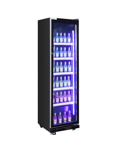 Commercial Upright Display Refrigerator 390 Litres Single Glass Door 5 Shelves Ventilated Cooling 600x635x1985mm | Stalwart DA-K