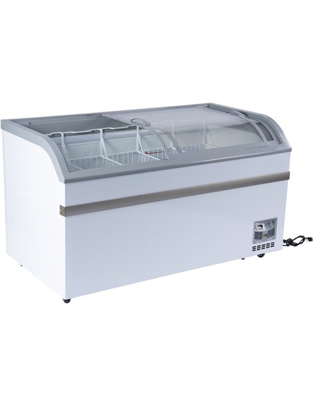 Commercial Horizontal Display Freezer 500 Litres 2 Glass Doors 5 Shelves 1475x757x858mm Ventilated Cooling | Stalwart DA-KOBE214