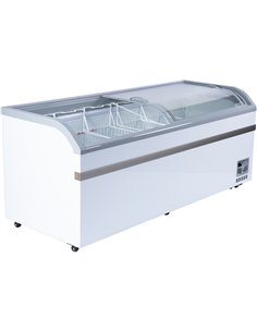 Commercial Horizontal Display Freezer 700 Litres 2 Glass Doors 6 Shelves 2000x757x858mm Ventilated Cooling | Stalwart DA-KOBE216