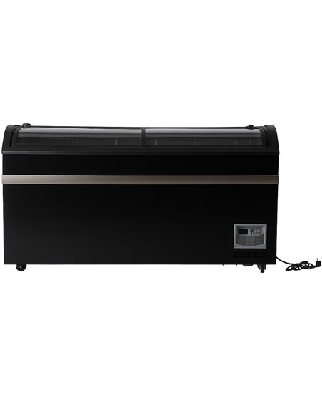 Commercial Horizontal Display Freezer with Shelves 550 Litres 2 Glass Doors 1500x850x850mm Ventilated Cooling Automatic Defrost 