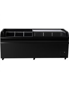 Commercial Horizontal Display Freezer with Shelves 750 Litres 2 Glass Doors 1900x850x850mm Ventilated Cooling Automatic Defrost  2