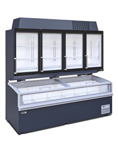 Commercial Showcase Display Freezer with Shelves 494 Litres 3 Glass Doors 2000x780x2280mm Ventilated Cooling Automatic Defrost |