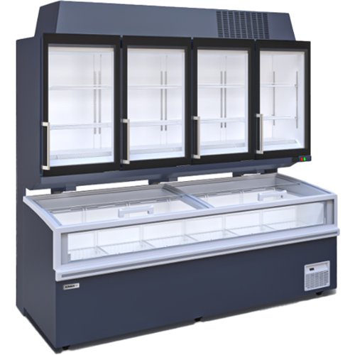 Commercial Showcase Display Freezer with Shelves 494 Litres 3 Glass Doors 2000x780x2280mm Ventilated Cooling Automatic Defrost |