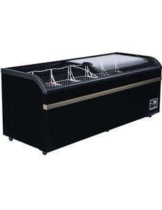 Commercial Horizontal Display Freezer with Shelves 780 Litres 2 Glass Doors 1900x850x880mm Ventilated Cooling Automatic Defrost 