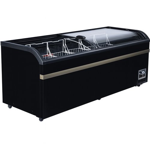 Commercial Horizontal Display Freezer with Shelves 780 Litres 2 Glass Doors 1900x850x880mm Ventilated Cooling Automatic Defrost 