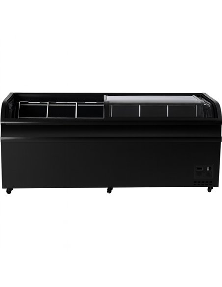 Commercial Horizontal Display Freezer with Shelves 780 Litres 2 Glass Doors 1900x850x880mm Ventilated Cooling Automatic Defrost 