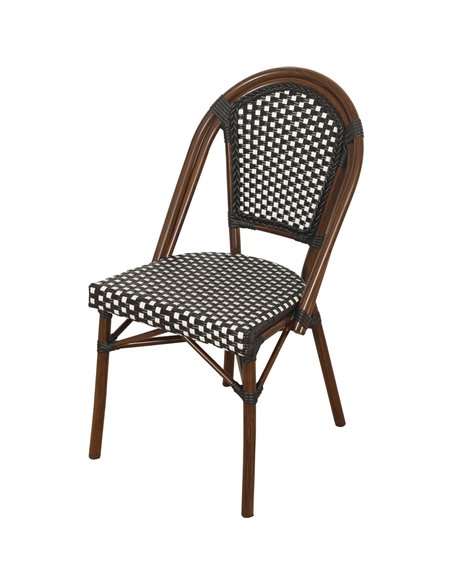 PE Rattan Bistro Chair Black and White | Stalwart DA-AX526