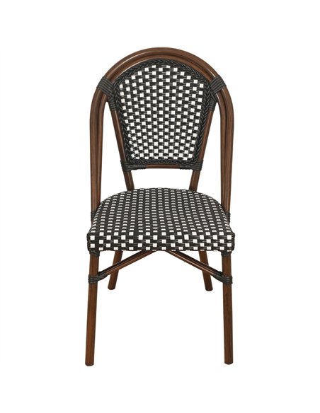PE Rattan Bistro Chair Black and White | Stalwart DA-AX526