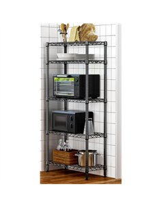 Commercial 5 Tier Black Shelving Unit 750x350x1500mm | Stalwart DA-MGA263