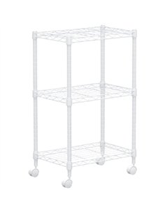 White 3-Tier Utility Trolley Cart with Wire Shelves 450x300x750mm | Stalwart DA-MGA272