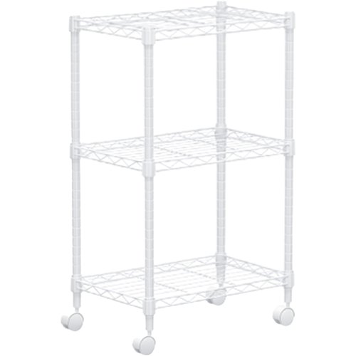 White 3-Tier Utility Trolley Cart with Wire Shelves 450x300x750mm | Stalwart DA-MGA272